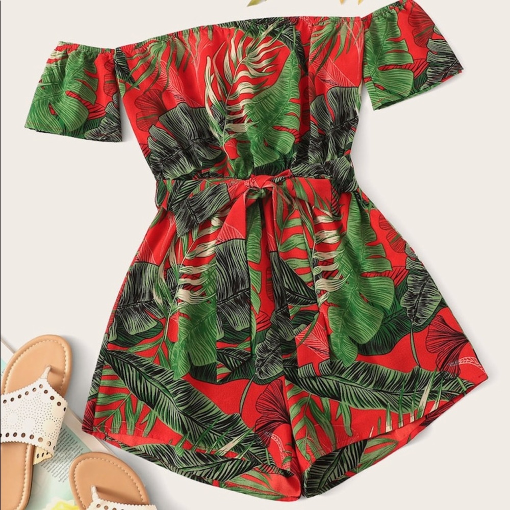 OWO Off Shoulder Red Romper